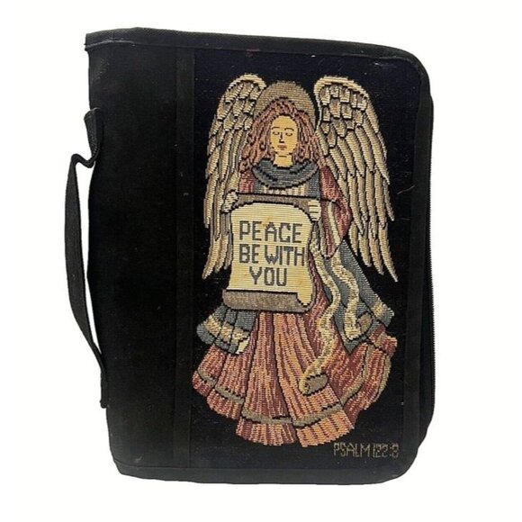 Vintage Tapestry Angel Peace Be with You Psalm 122:8 Bible Holder Church Case - Picture 1 of 4
